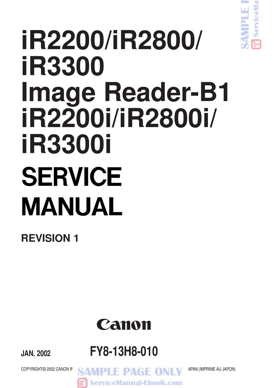 CANON IR2200 SERVICE MANUAL Pdf Download | ManualsLib