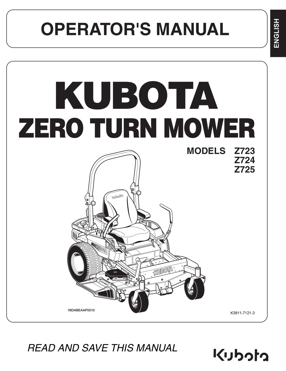 Kubota Z723 Operator S Manual Pdf