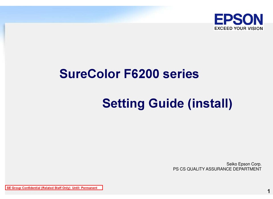 Epson Surecolor F2100 Installation Guide