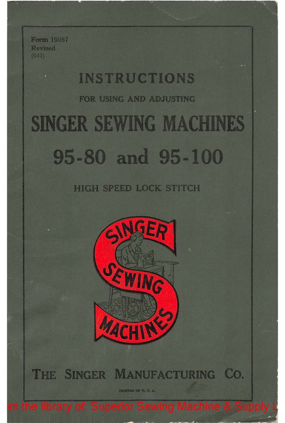 SINGER 95-80 INSTRUCTIONS FOR USING AND ADJUSTING Pdf Download | ManualsLib