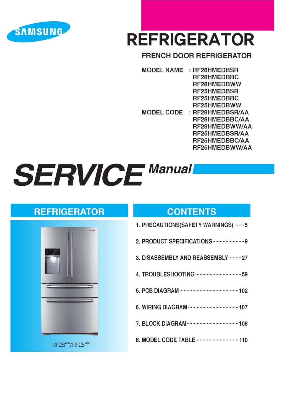 SAMSUNG RF28HMEDBSR SERVICE MANUAL Pdf Download | ManualsLib