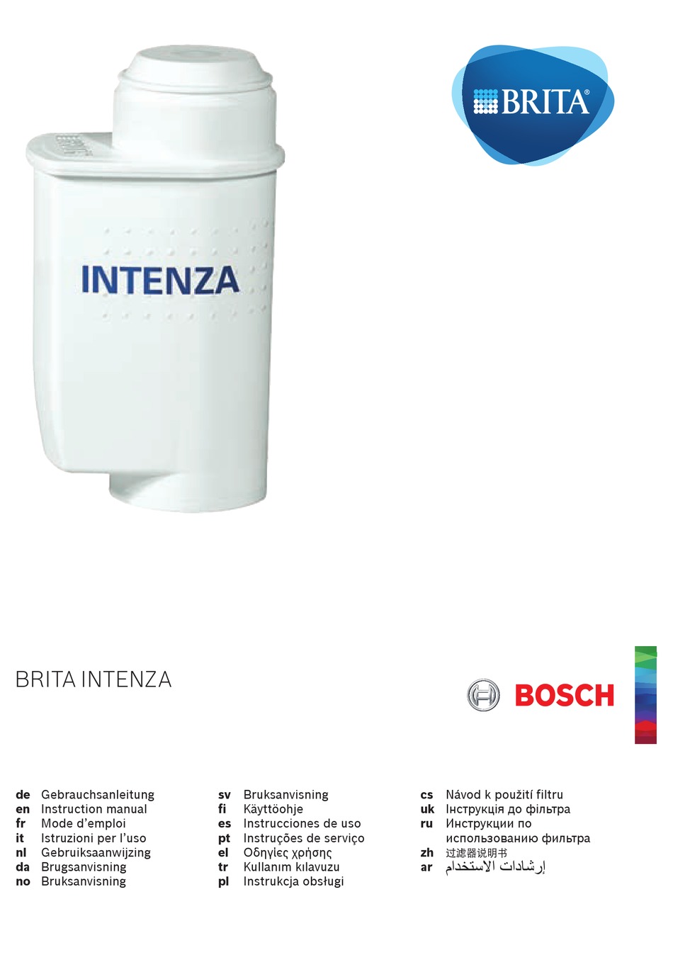 Brita Intenza 57549 467873 Water Filter Cartridge for Bosch T76K572GB TK76009GB Coffee Espresso Machine Makers 