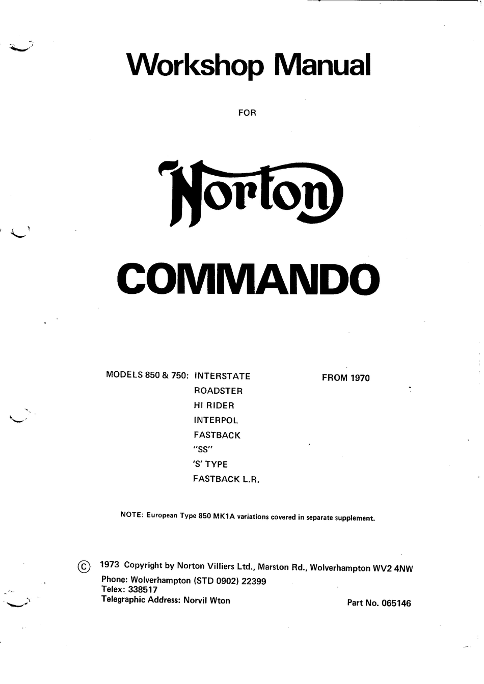 Norton Commando 750 850 Reparaturanleitung Reparatur-Handbuch Reparaturbuch POD 