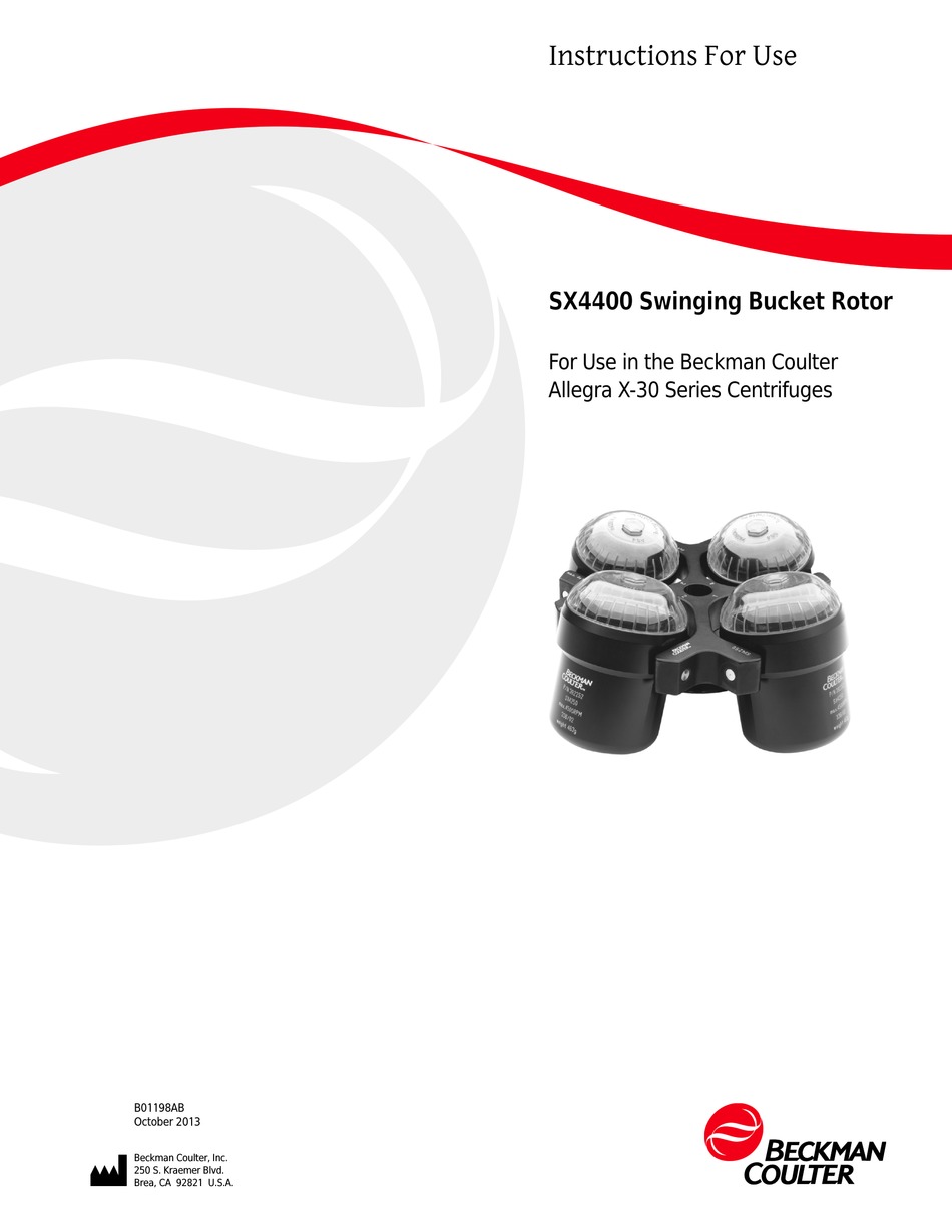BECKMAN COULTER SX4400 INSTRUCTIONS FOR USE MANUAL Pdf Download