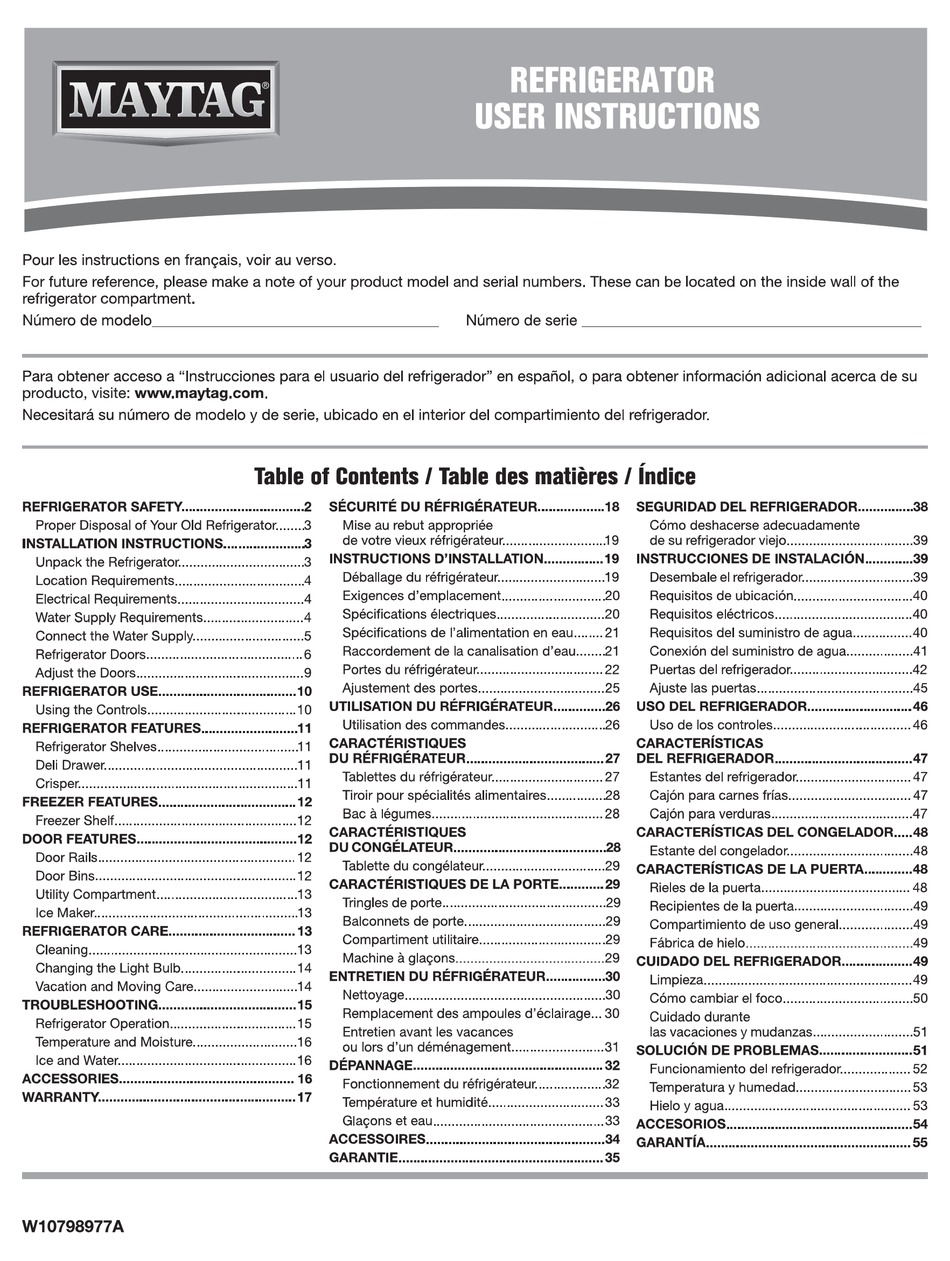 MAYTAG MRT118FZEE USER INSTRUCTIONS Pdf Download ManualsLib