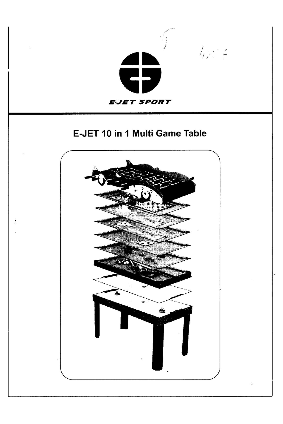 EJET 10 IN 1 MULTIGAME TABLE ASSEMBLY INSTRUCTIONS MANUAL Pdf