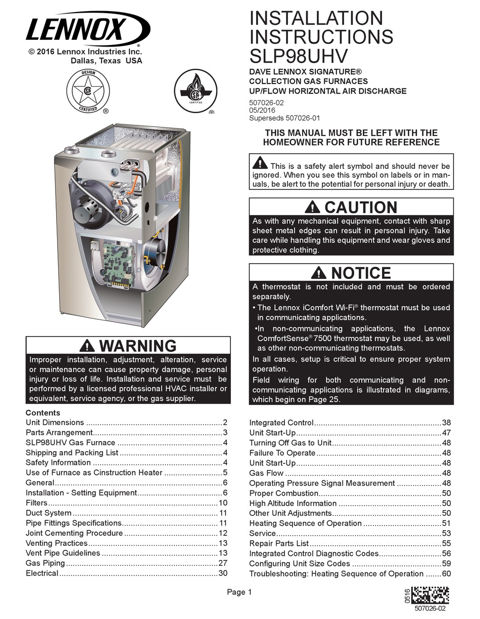 lennox furnace parts catalog