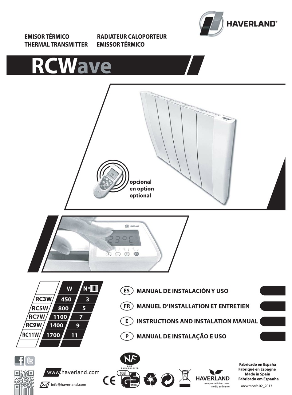 HAVERLAND RC5W INSTRUCTION AND INSTALLATION MANUAL Pdf Download