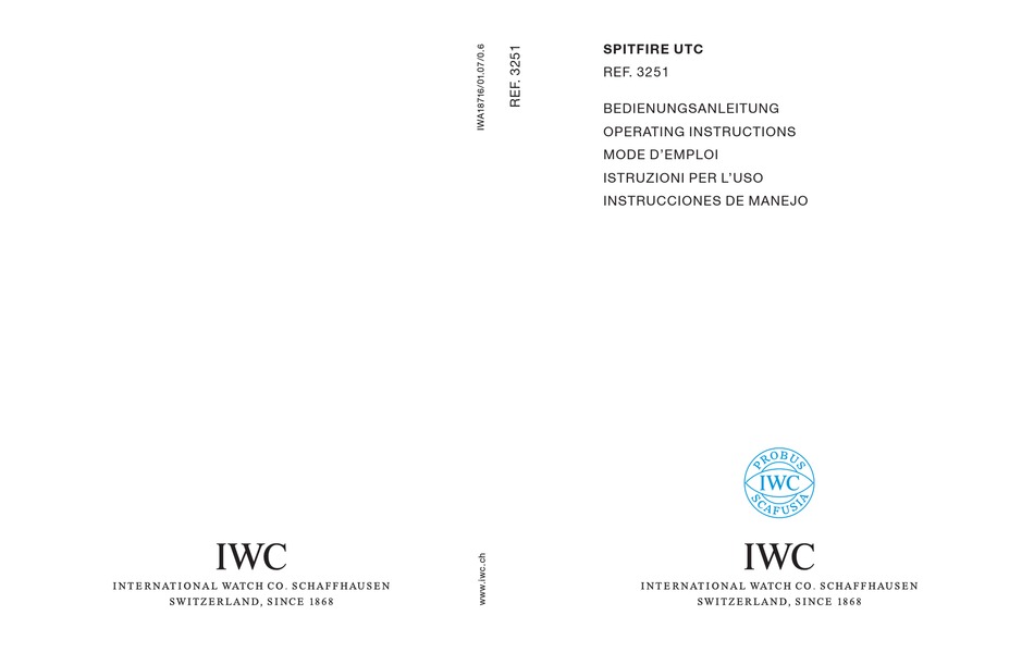 IWC IW3251 OPERATING INSTRUCTIONS MANUAL Pdf Download ...