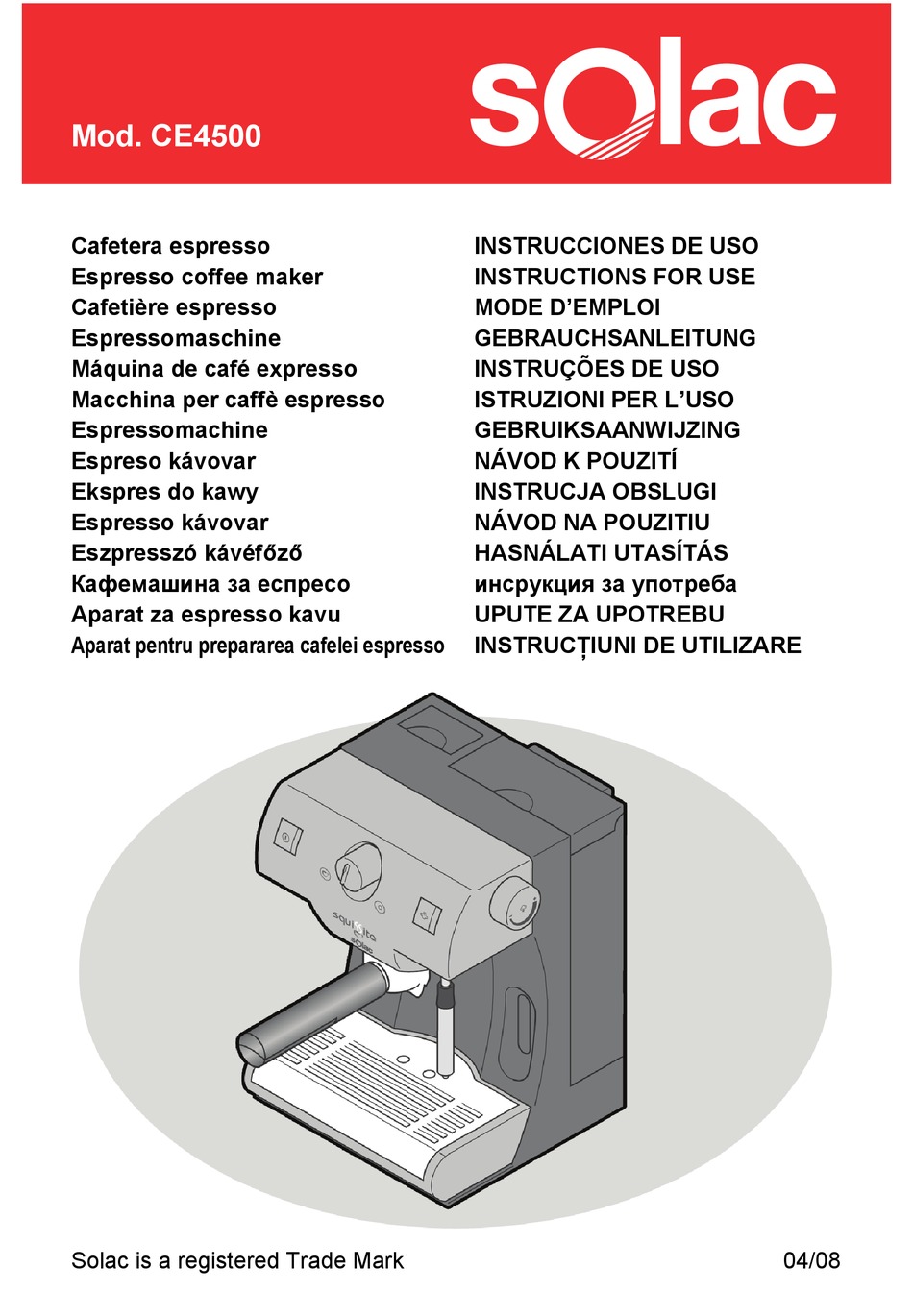 SOLAC CE4500 INSTRUCTIONS FOR USE MANUAL Pdf Download | ManualsLib