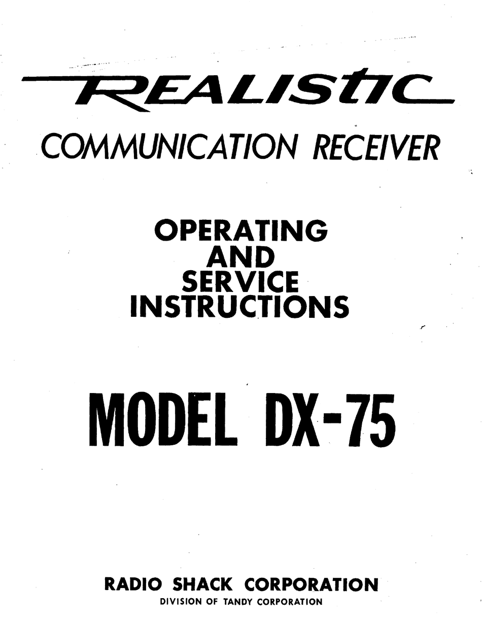 Realistic Dx 75 Operating And Service Instructions Pdf Download Manualslib
