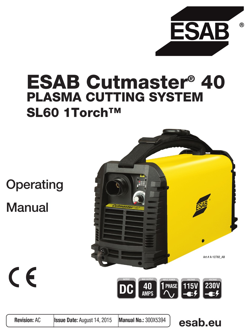 ESAB CUTMASTER 40 OPERATING MANUAL Pdf Download | ManualsLib