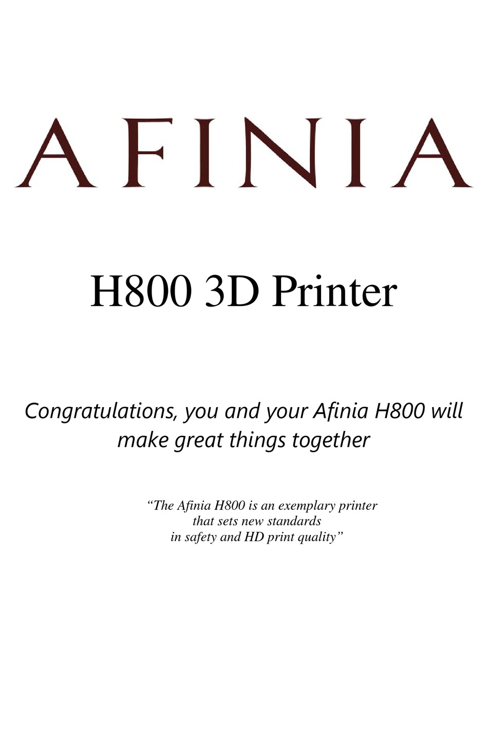AFINIA H800 MANUAL Pdf Download ManualsLib
