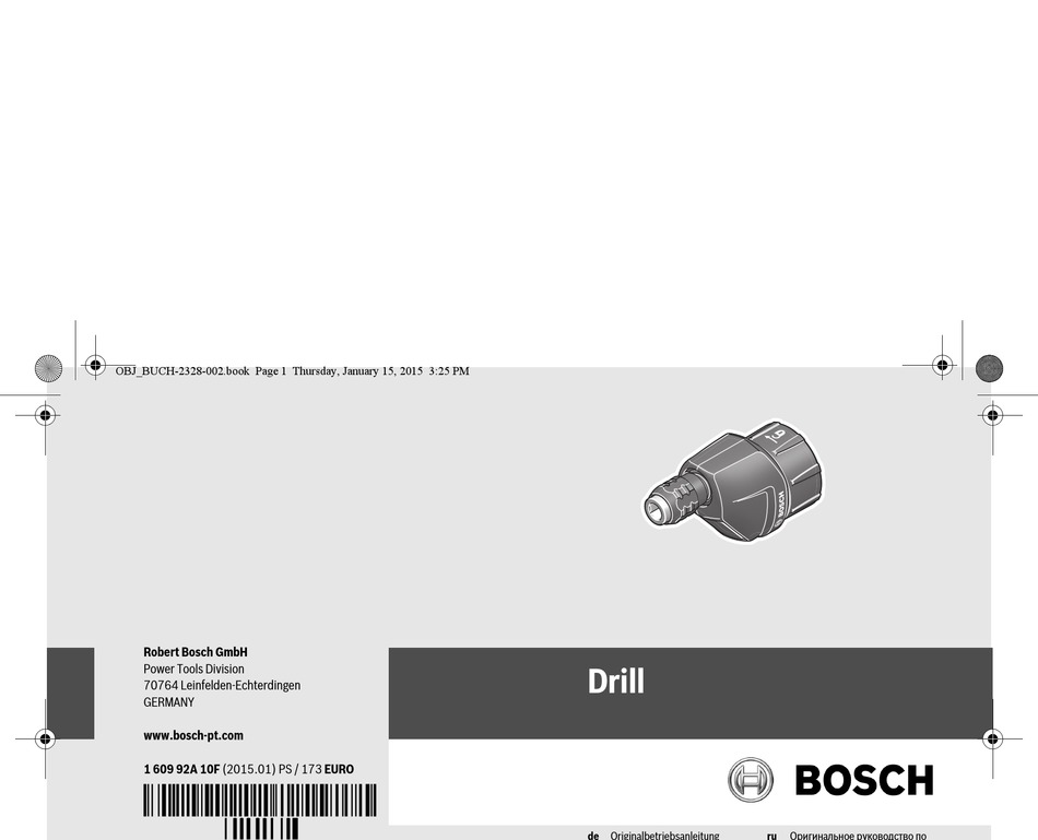 BOSCH DRILL ORIGINAL INSTRUCTIONS MANUAL Pdf Download ManualsLib