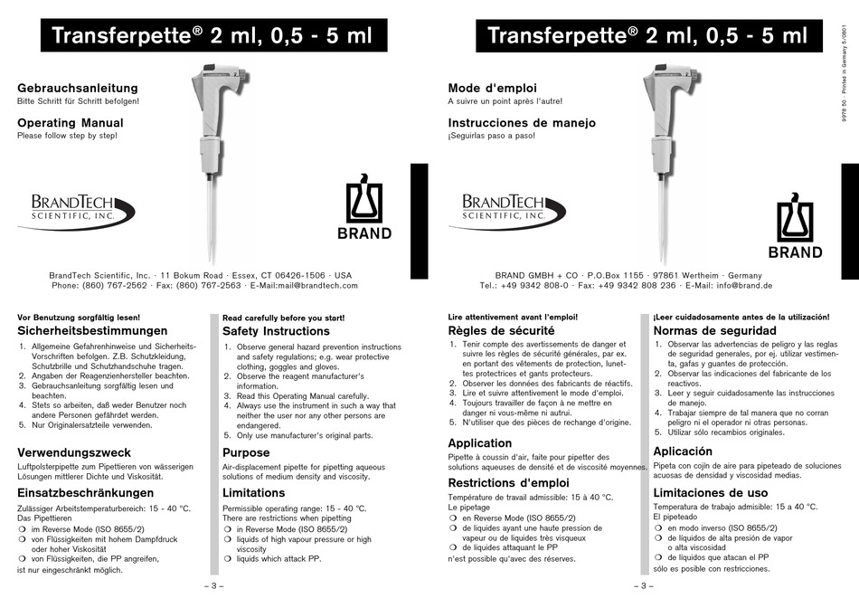 BRAND TRANSFERPETTE OPERATING MANUAL Pdf Download ManualsLib