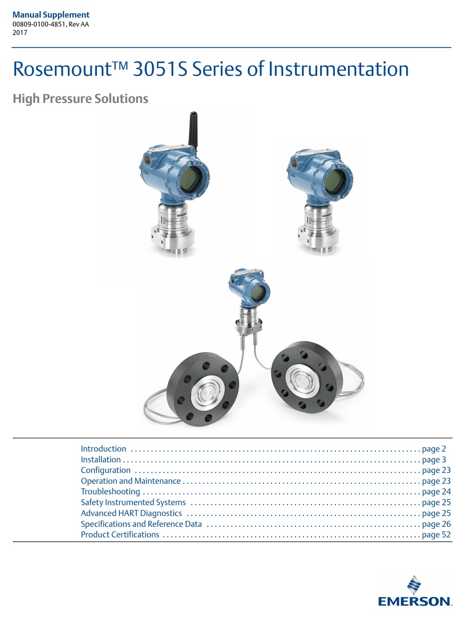 EMERSON ROSEMOUNT 3051S MANUAL SUPPLEMENT Pdf Download ManualsLib