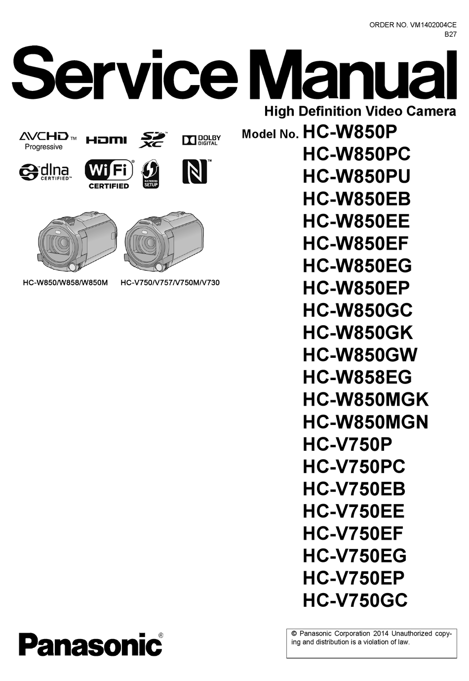 Panasonic Hc W850p Service Manual Pdf Download Manualslib