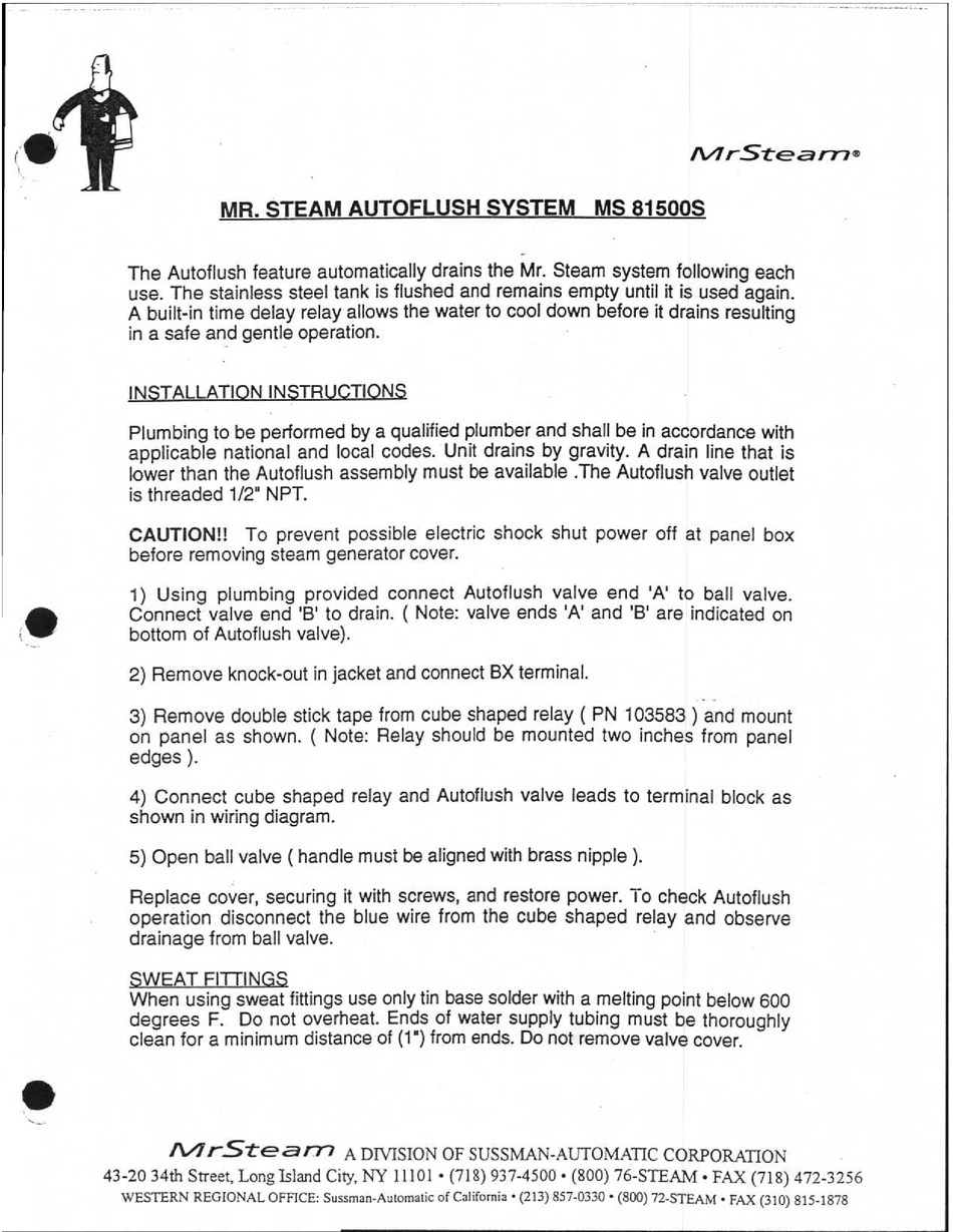 MR. STEAM MS 81500S INSTALLATION INSTRUCTIONS Pdf Download ManualsLib