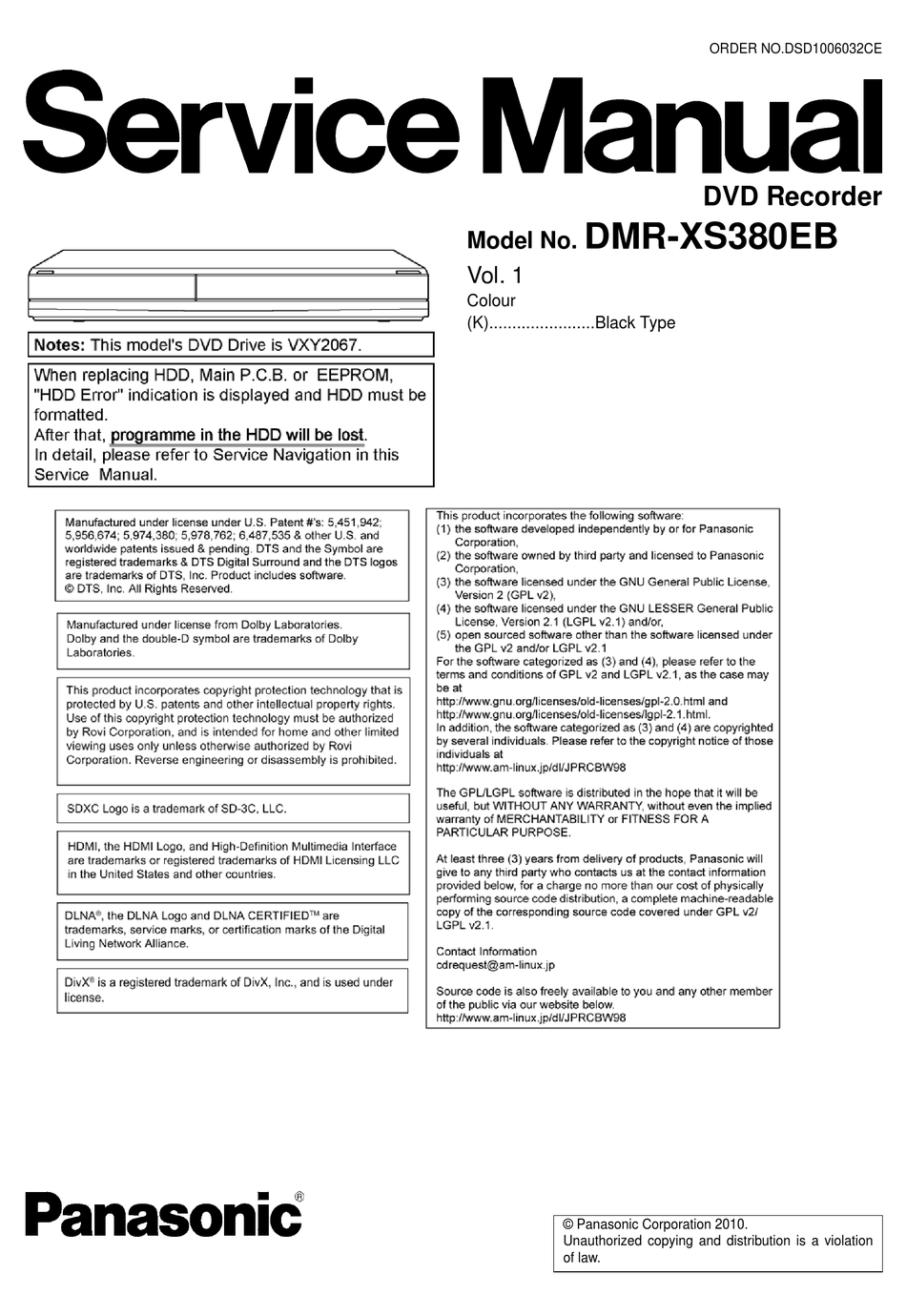 Panasonic Dmr Xs Eb Service Manual Pdf Download Manualslib