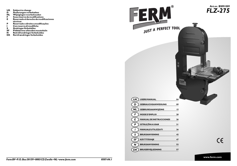 FERM FLZ275 USER MANUAL Pdf Download ManualsLib