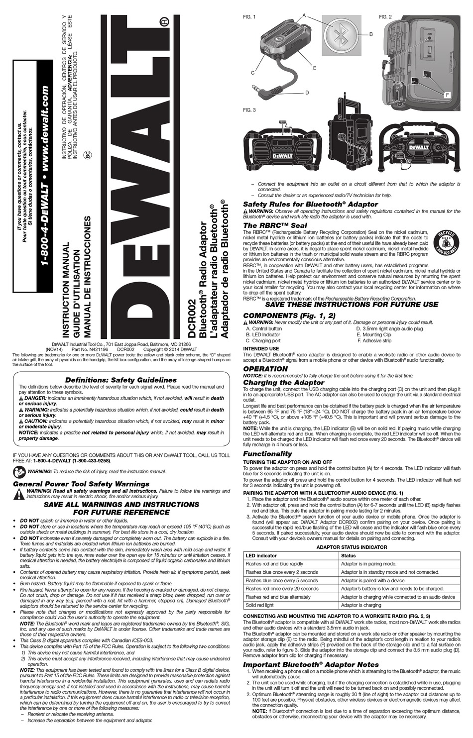sælger korrekt Wings DEWALT DCR002 INSTRUCTION MANUAL Pdf Download | ManualsLib