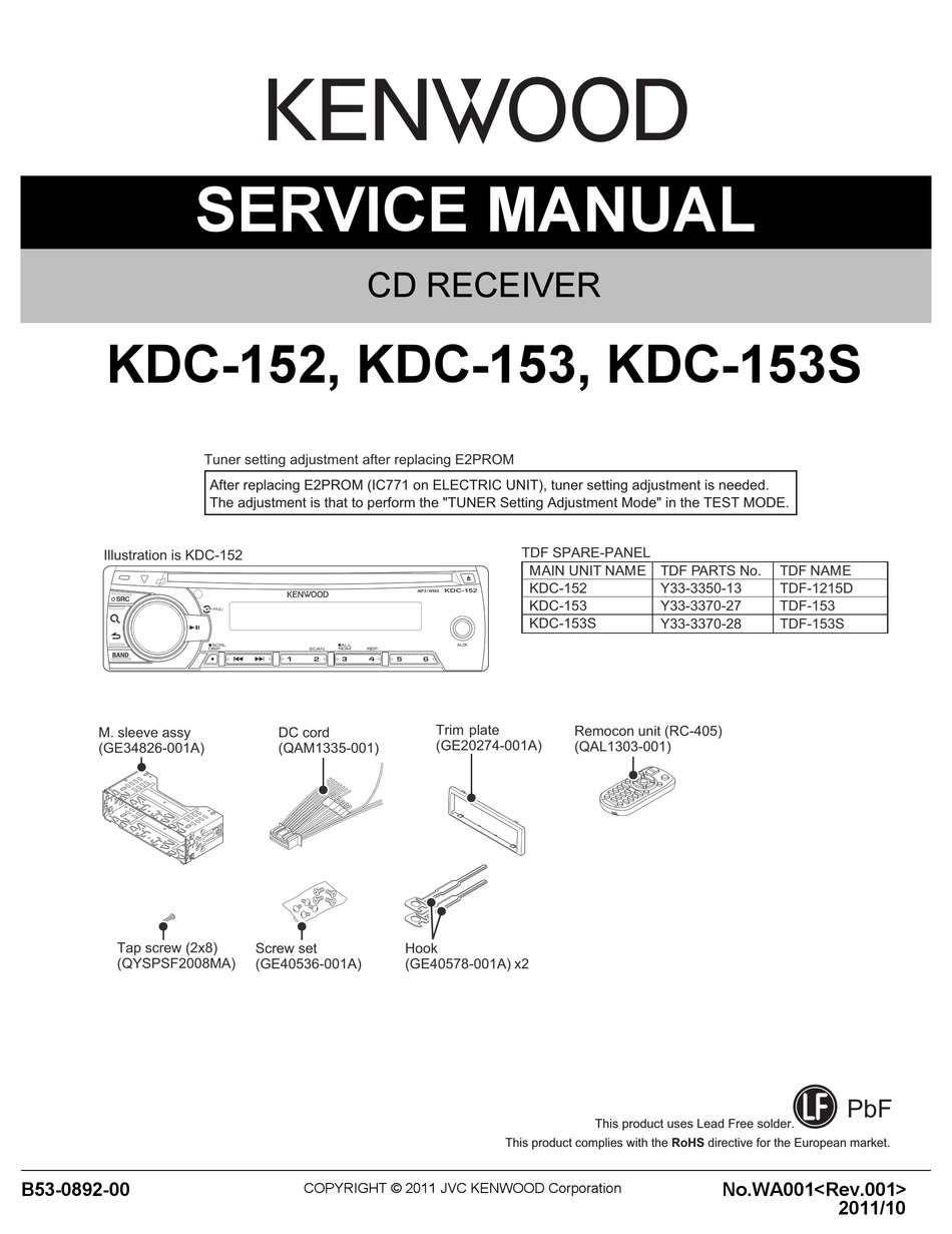 KENWOOD KDC-152 SERVICE MANUAL Pdf Download | ManualsLib  Kdc 148 Wiring Diagram    ManualsLib