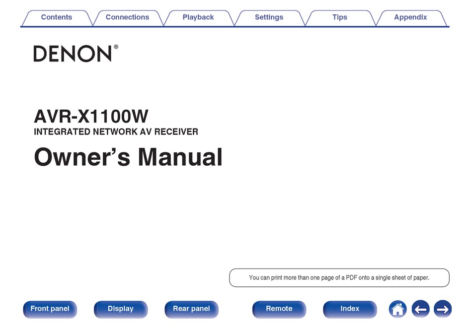 DENON AVR X1100W OWNER'S MANUAL Pdf Download | ManualsLib