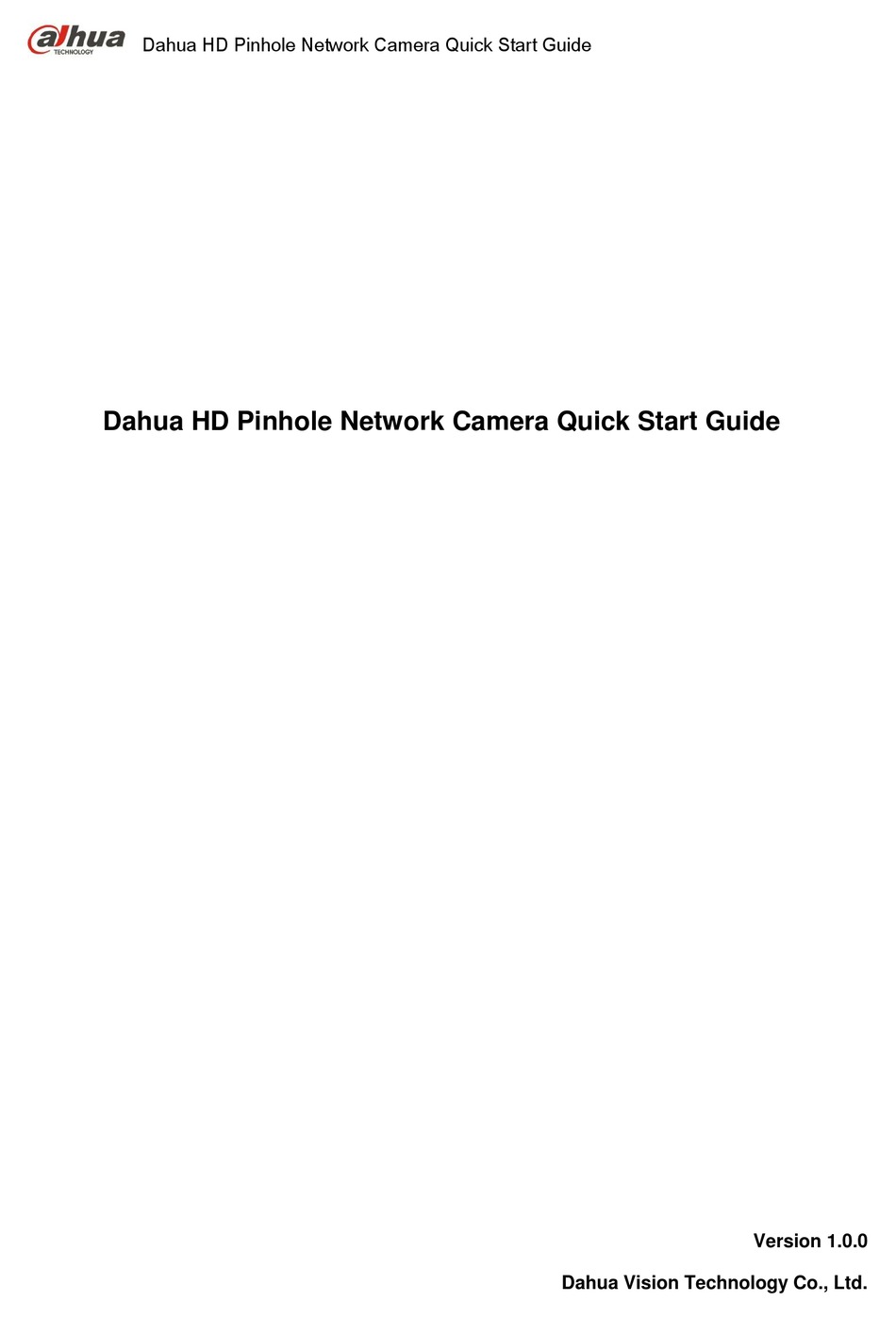 DAHUA PINHOLE QUICK START MANUAL Pdf Download ManualsLib