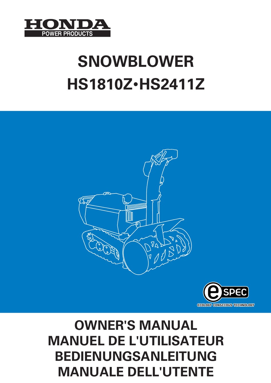 HONDA HS1810Z OWNER'S MANUAL Pdf Download | ManualsLib