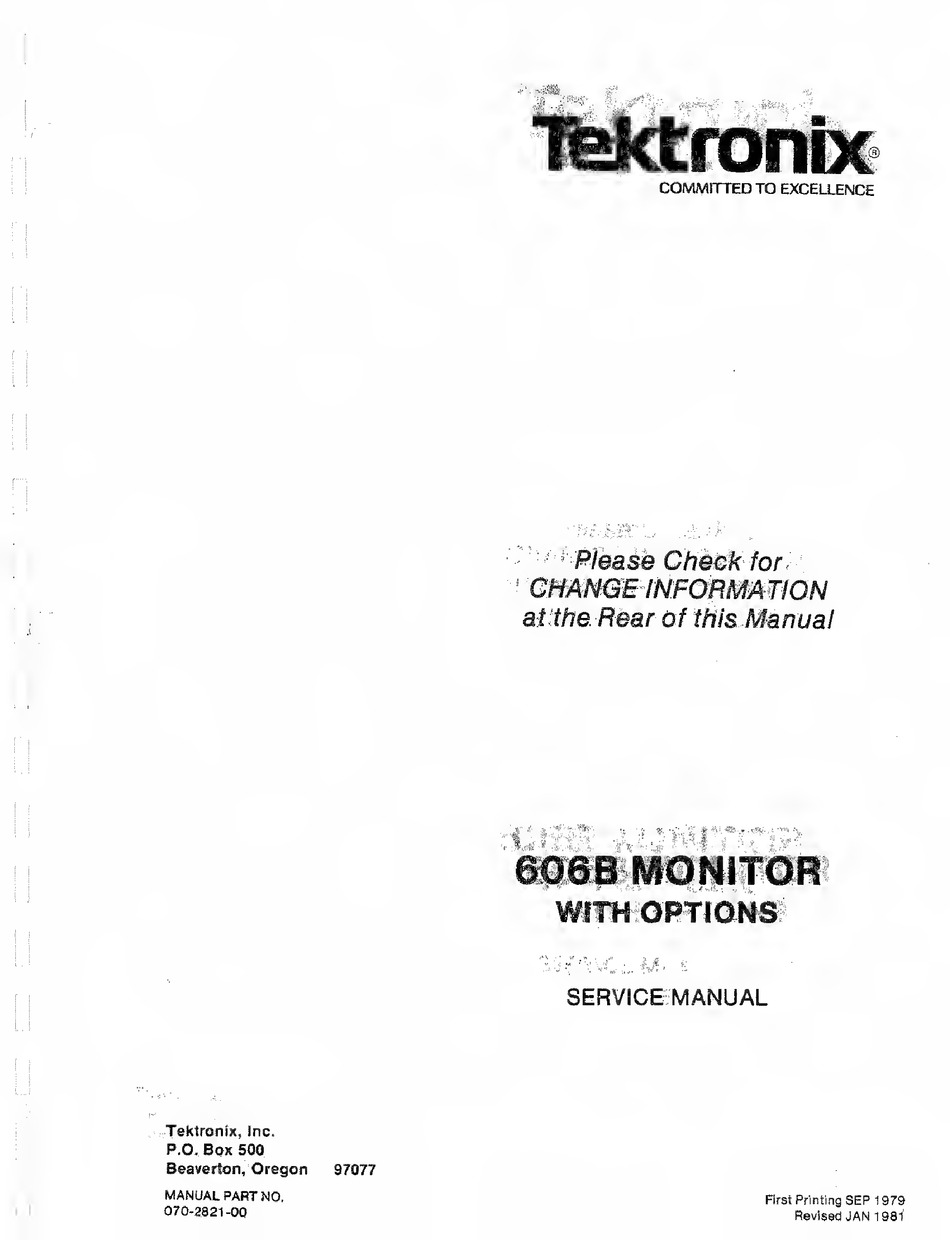 Tektronix 606 Monitor Operating & Service Manual 