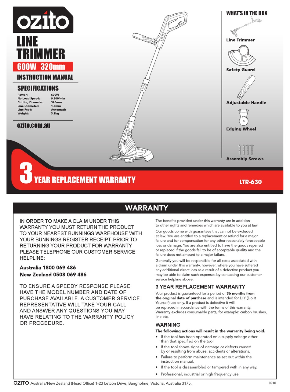 OZITO LTR630 INSTRUCTION MANUAL Pdf Download ManualsLib