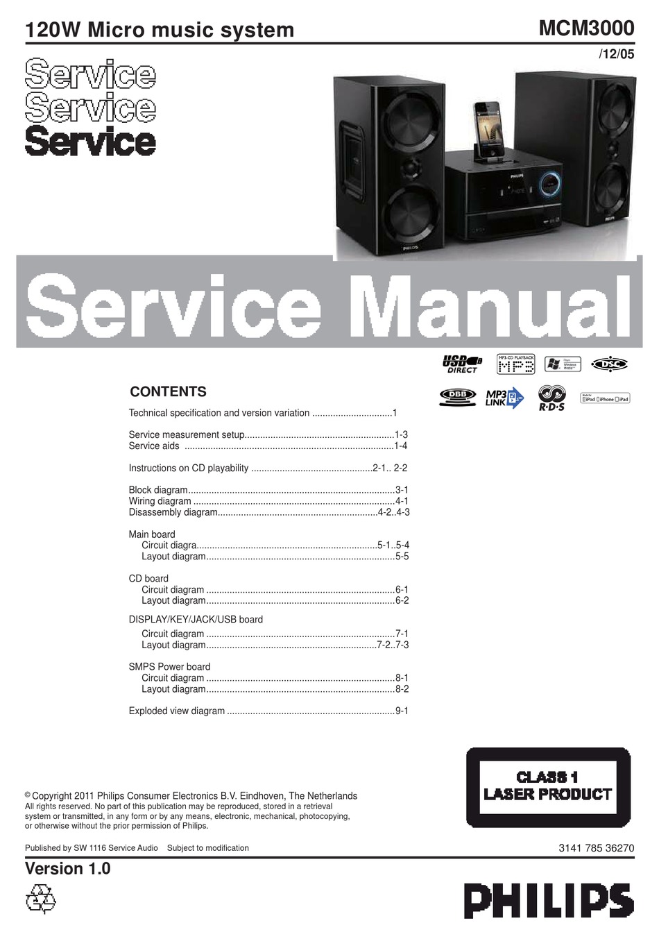 PHILIPS MCM3000 SERVICE MANUAL Pdf Download | ManualsLib