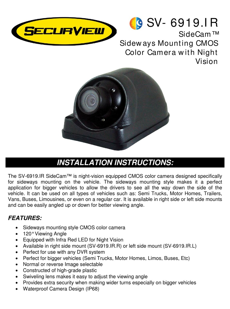 SECURVIEW SV6919.IR INSTALLATION INSTRUCTIONS Pdf Download ManualsLib