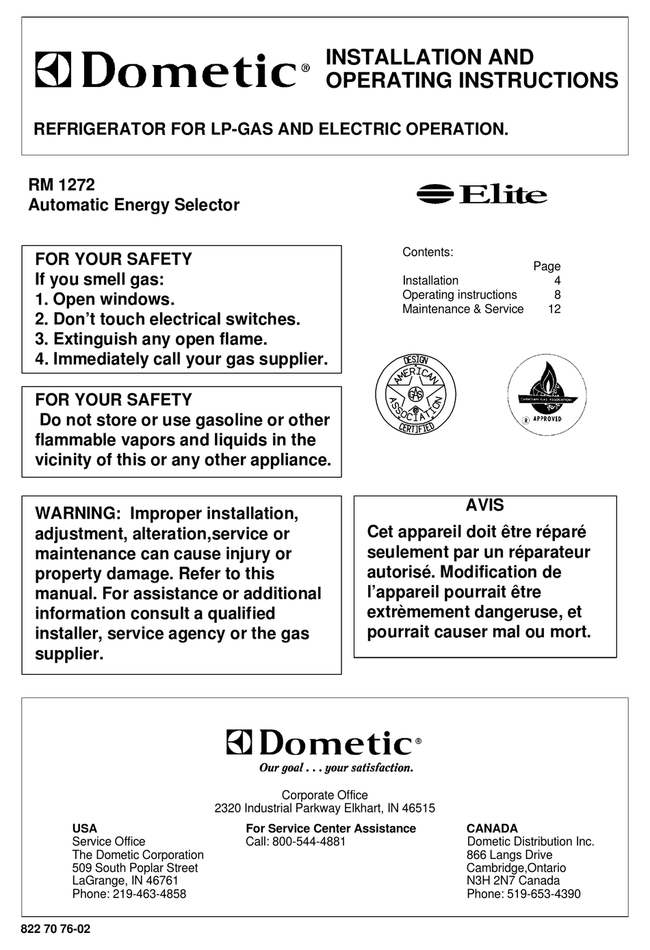 dometic rm 1272