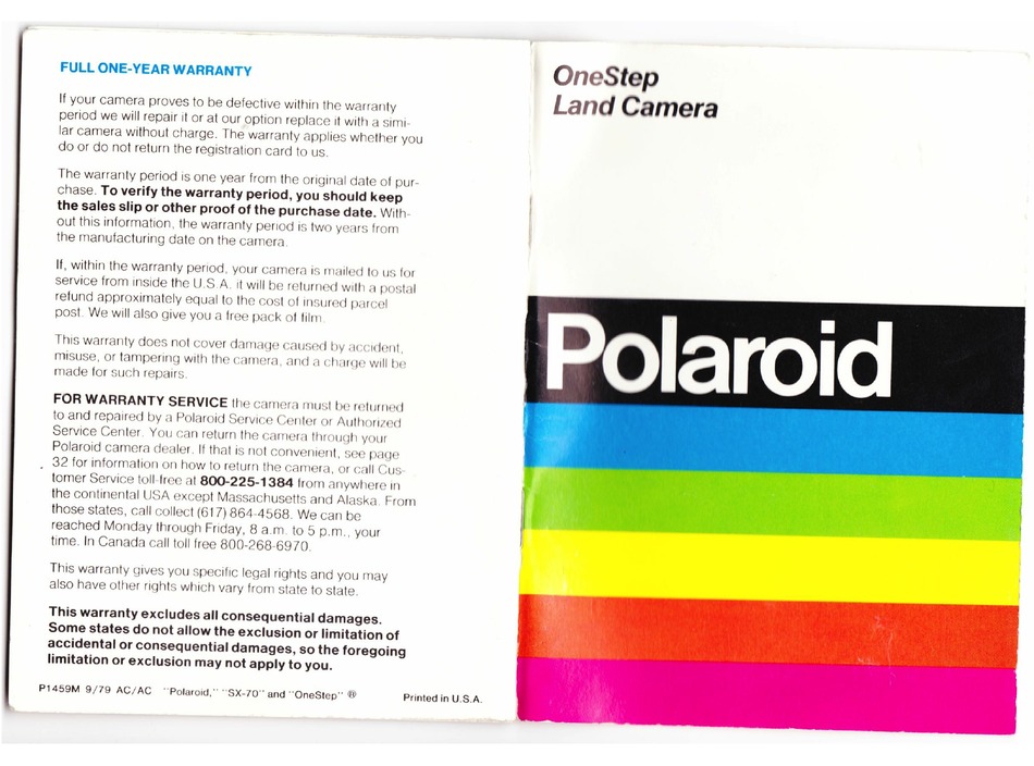 POLAROID ONESTEP LAND CAMERA MANUAL Pdf Download ManualsLib