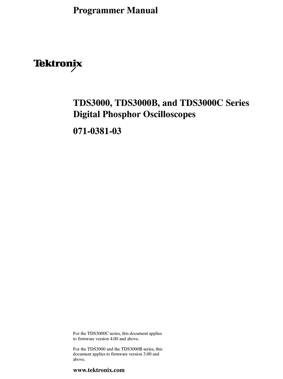 063-3010-02 Software For TDS3000 NEW Tektronix 071-0381-02 Programmer Manual 
