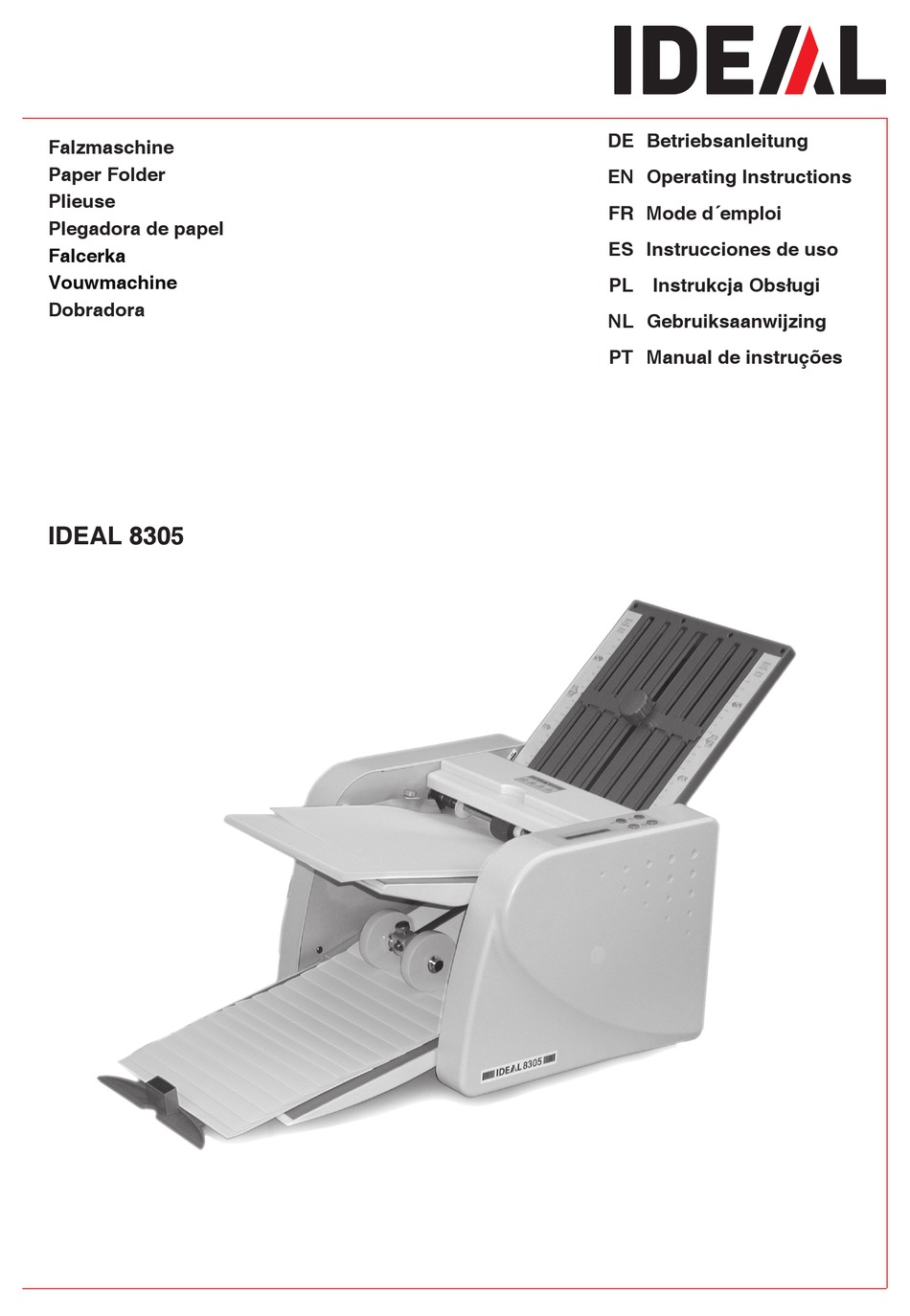 Ideal 8330 Papier Falzmaschine Service Set 