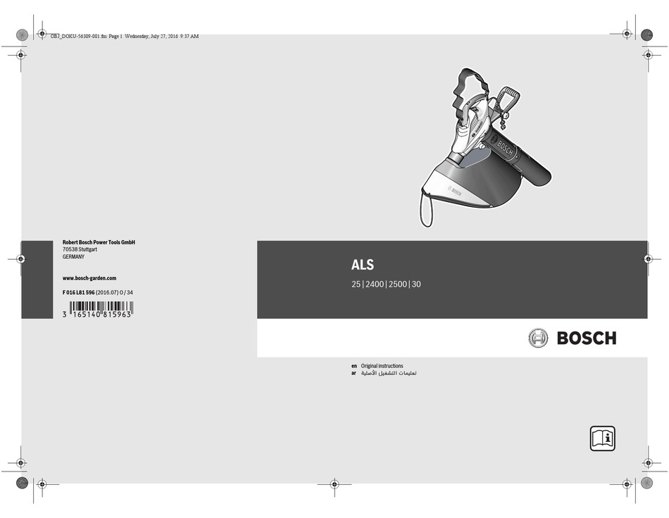 BOSCH ALS 25 ORIGINAL INSTRUCTIONS MANUAL Pdf Download ManualsLib