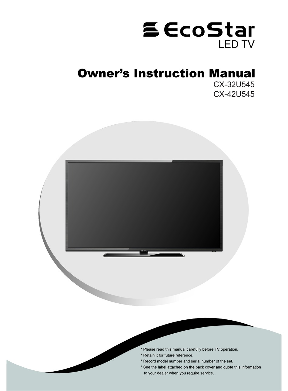 Ecostar Cx 32u545 Owner S Instruction Manual Pdf Download Manualslib