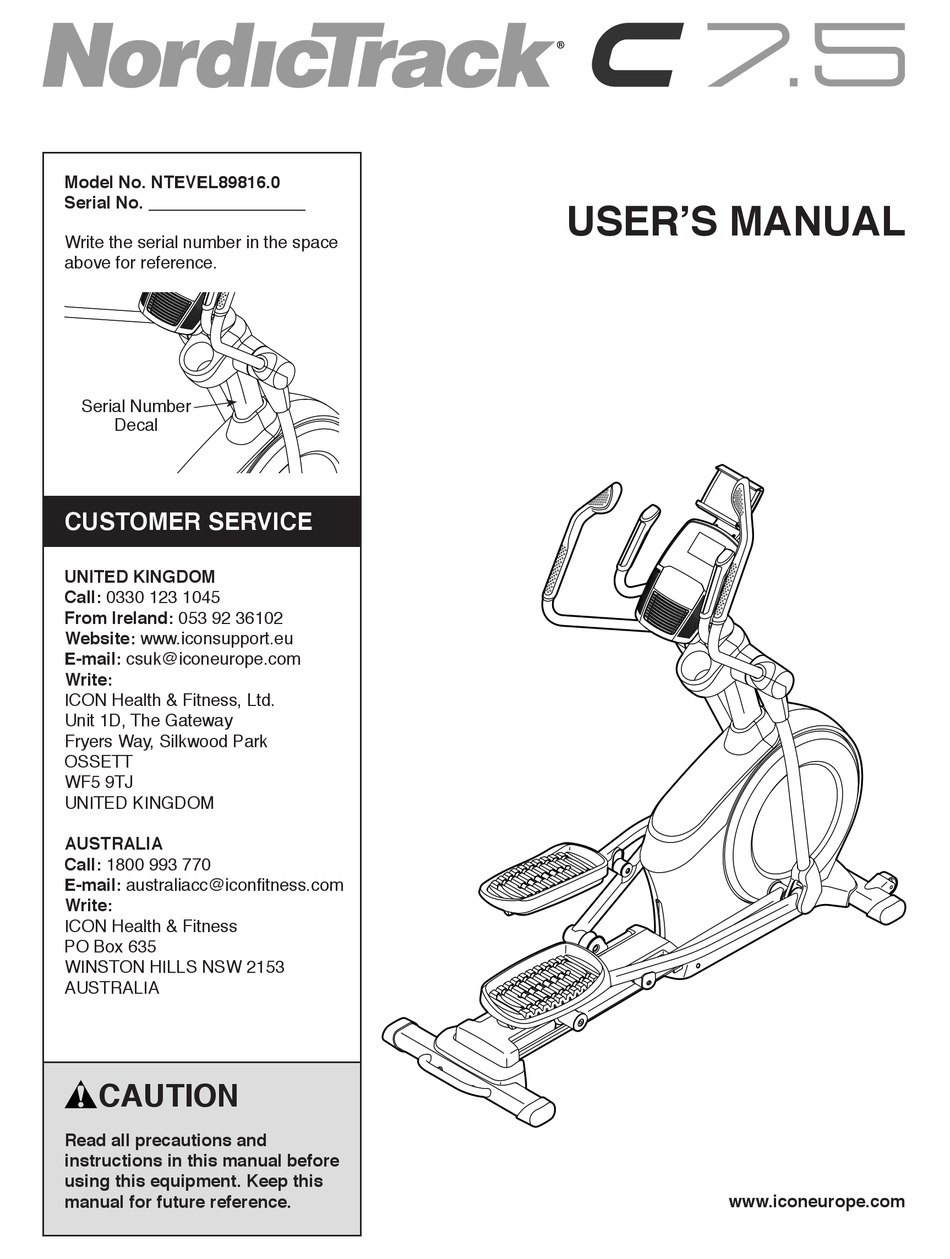 NORDICTRACK NTEVEL89816.0 USER MANUAL Pdf Download | ManualsLib