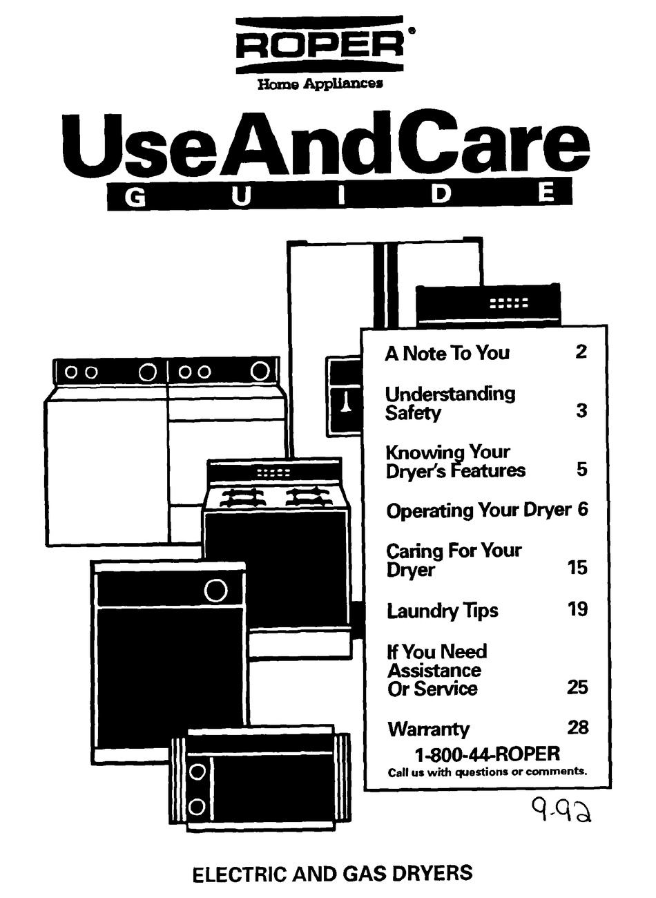 ROPER REL3422AW0 USE AND CARE MANUAL Pdf Download | ManualsLib