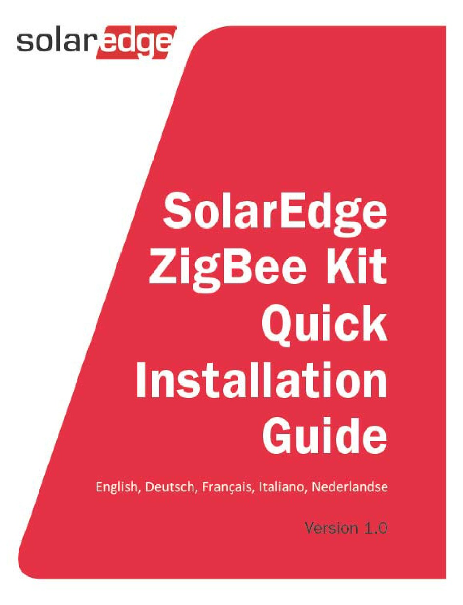 SOLAREDGE ZIGBEE QUICK INSTALLATION MANUAL Pdf Download ManualsLib