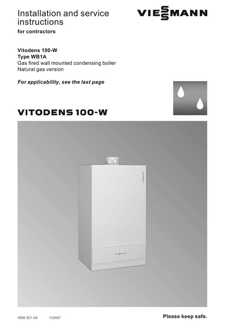 VIESSMANN VITODENS 100-W INSTALLATION AND SERVICE INSTRUCTIONS MANUAL