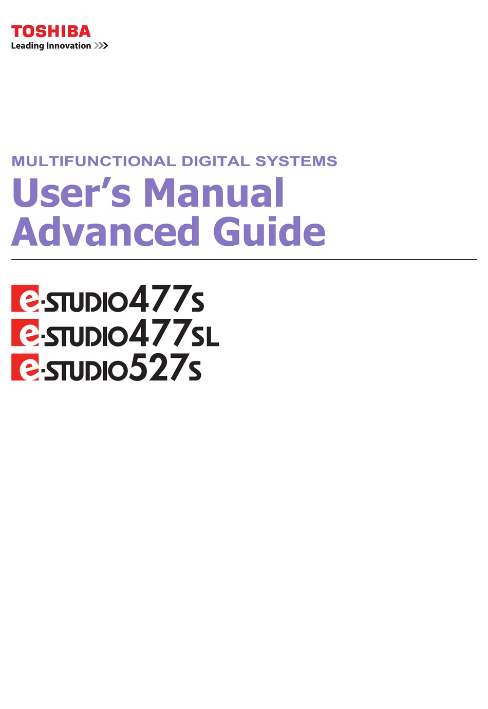 TOSHIBA E-STUDIO477S ADVANCED MANUAL Pdf Download | ManualsLib