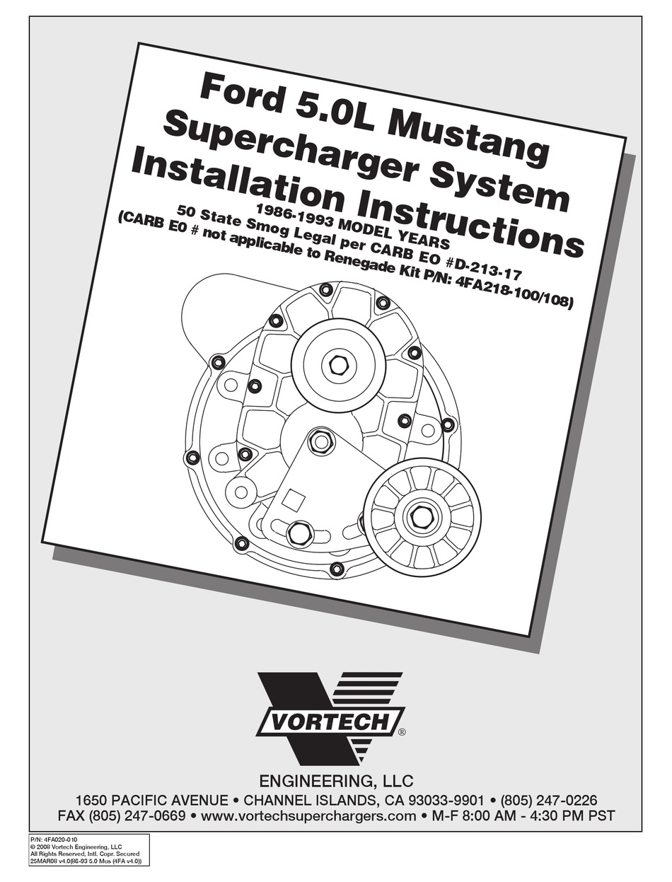 FORD MUSTANG 1986 INSTALLATION INSTRUCTIONS MANUAL Pdf Download