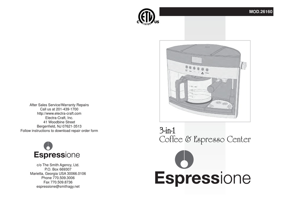 ESPRESSIONE 26160 INSTRUCTIONS MANUAL Pdf Download ManualsLib