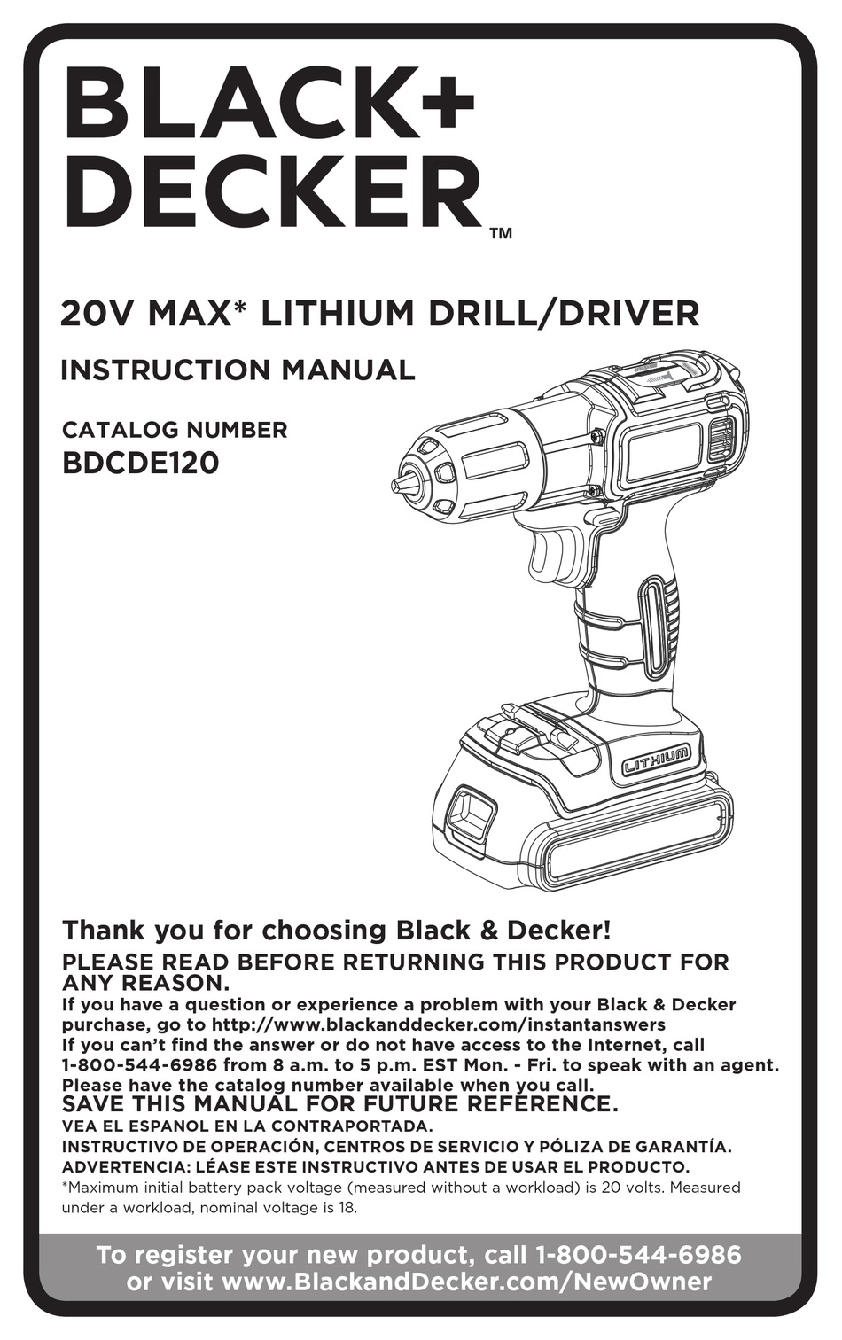 Troubleshooting Black Decker BDCDE120 Instruction Manual Page