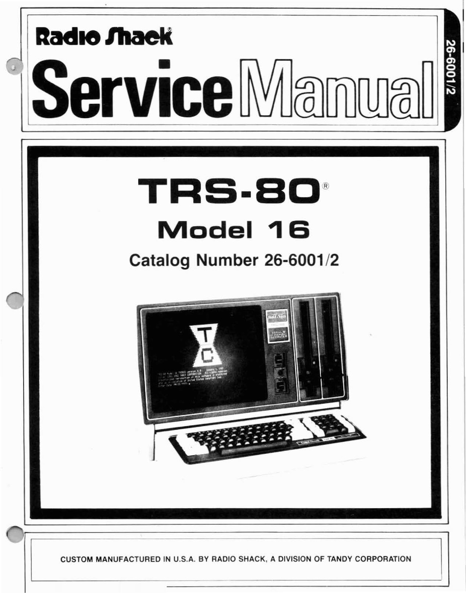 RADIO SHACK TRS80 16 SERVICE MANUAL Pdf Download ManualsLib