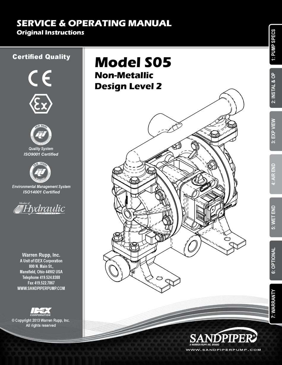 SANDPIPER S05 SERVICE & OPERATING MANUAL Pdf Download ManualsLib