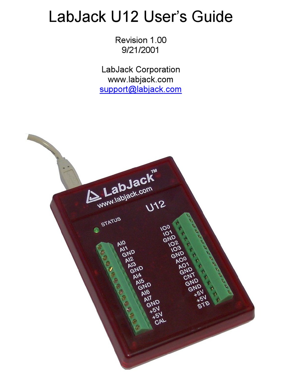 LABJACK U12 USER MANUAL Pdf Download ManualsLib